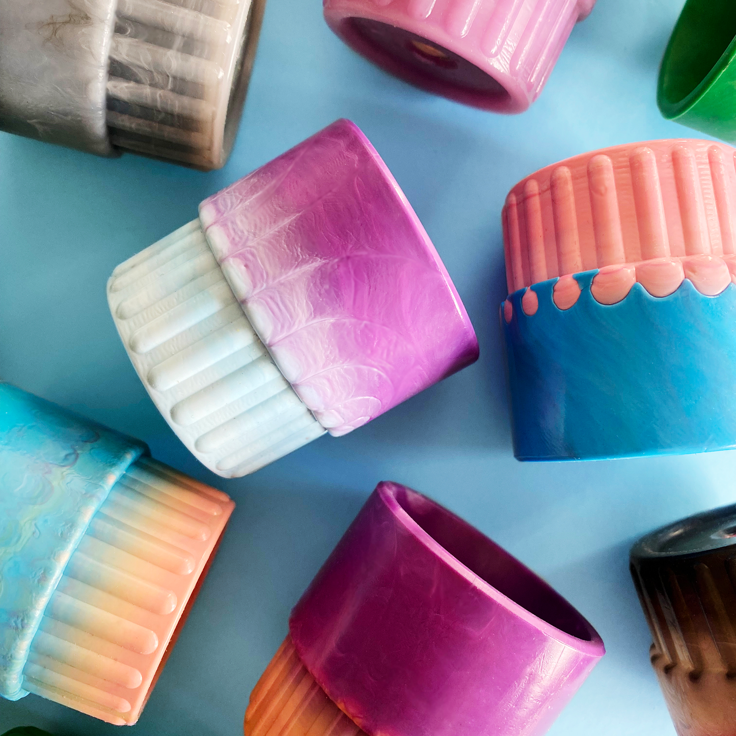 Mini plant pots made from recycled plastics