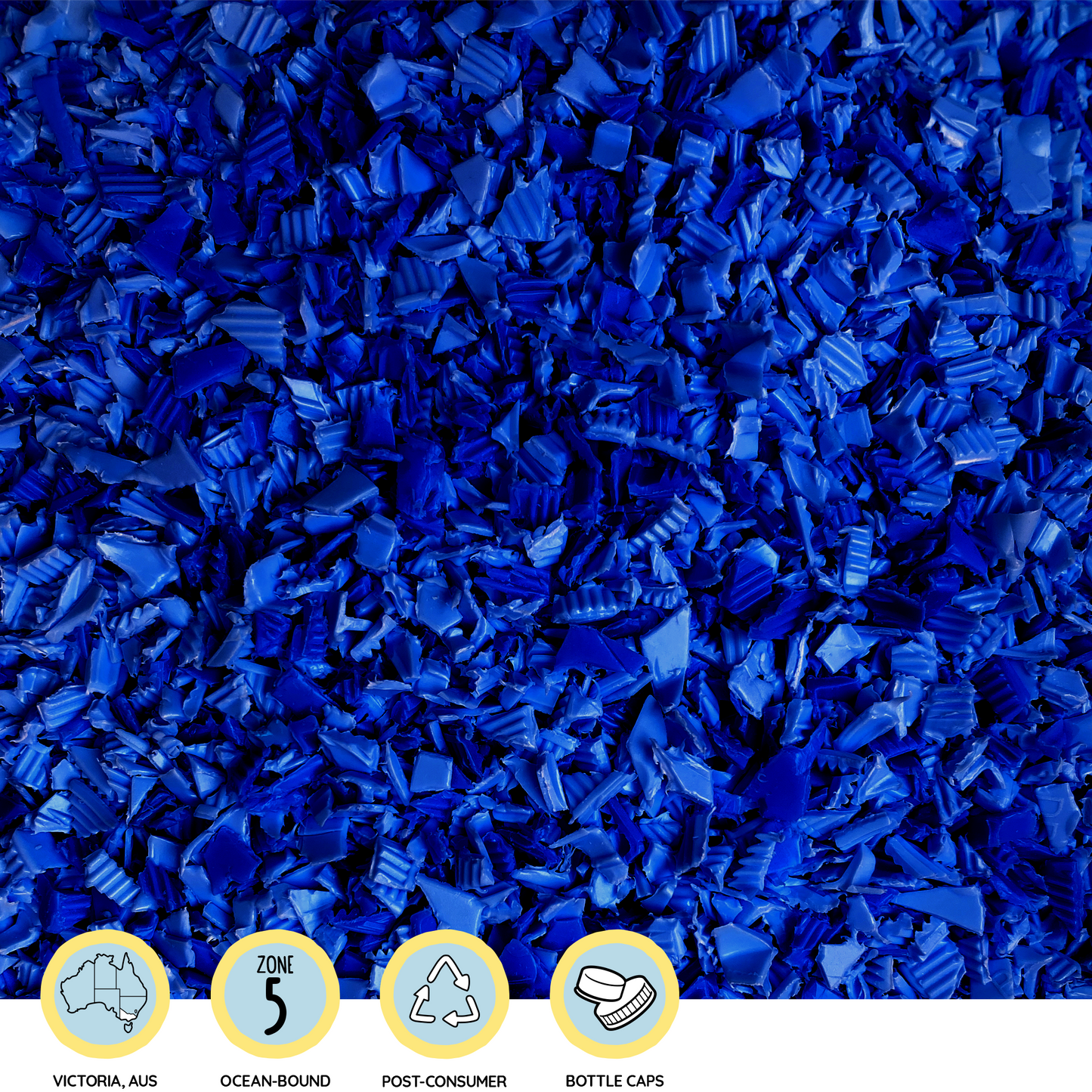 Remade in Australia: 100% eco-friendly recycled \ granulated plastic dark blue bottle tops | Precious Plastic Melbourne