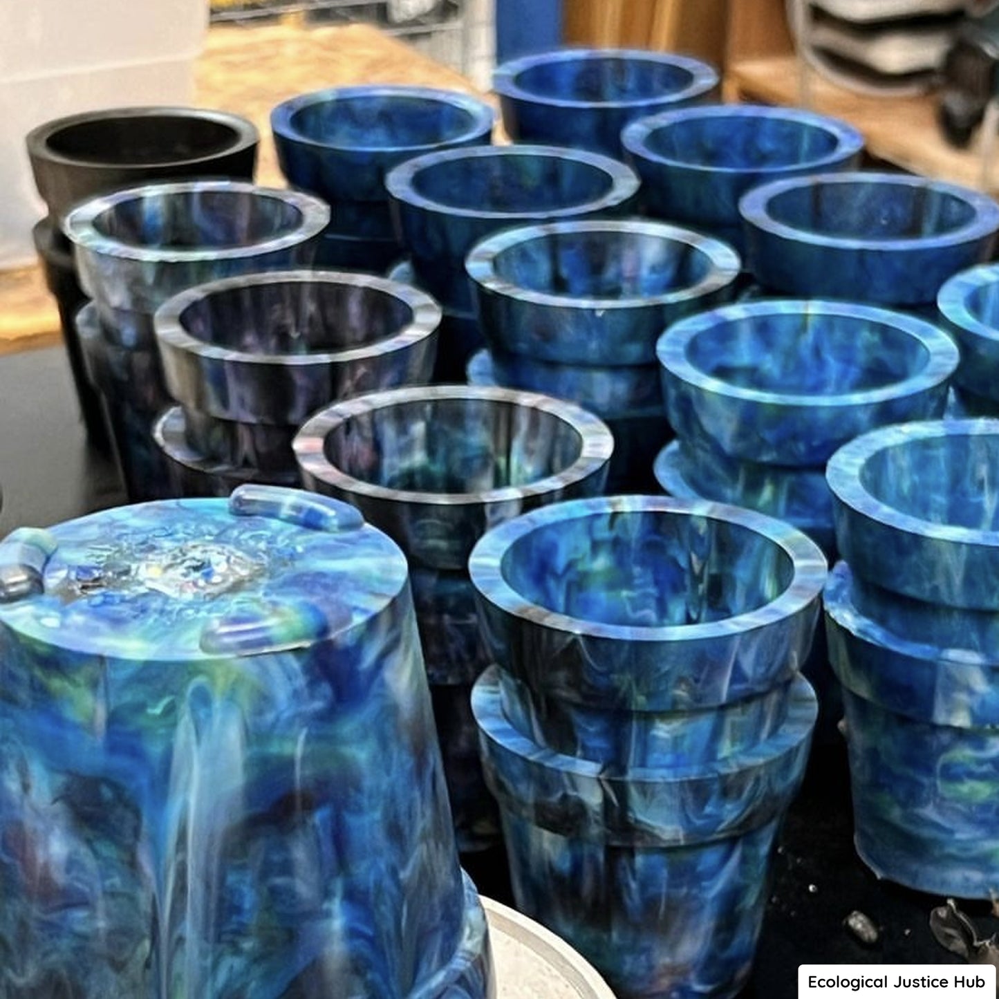 DIY pant pots made from recycled plastic bottle caps