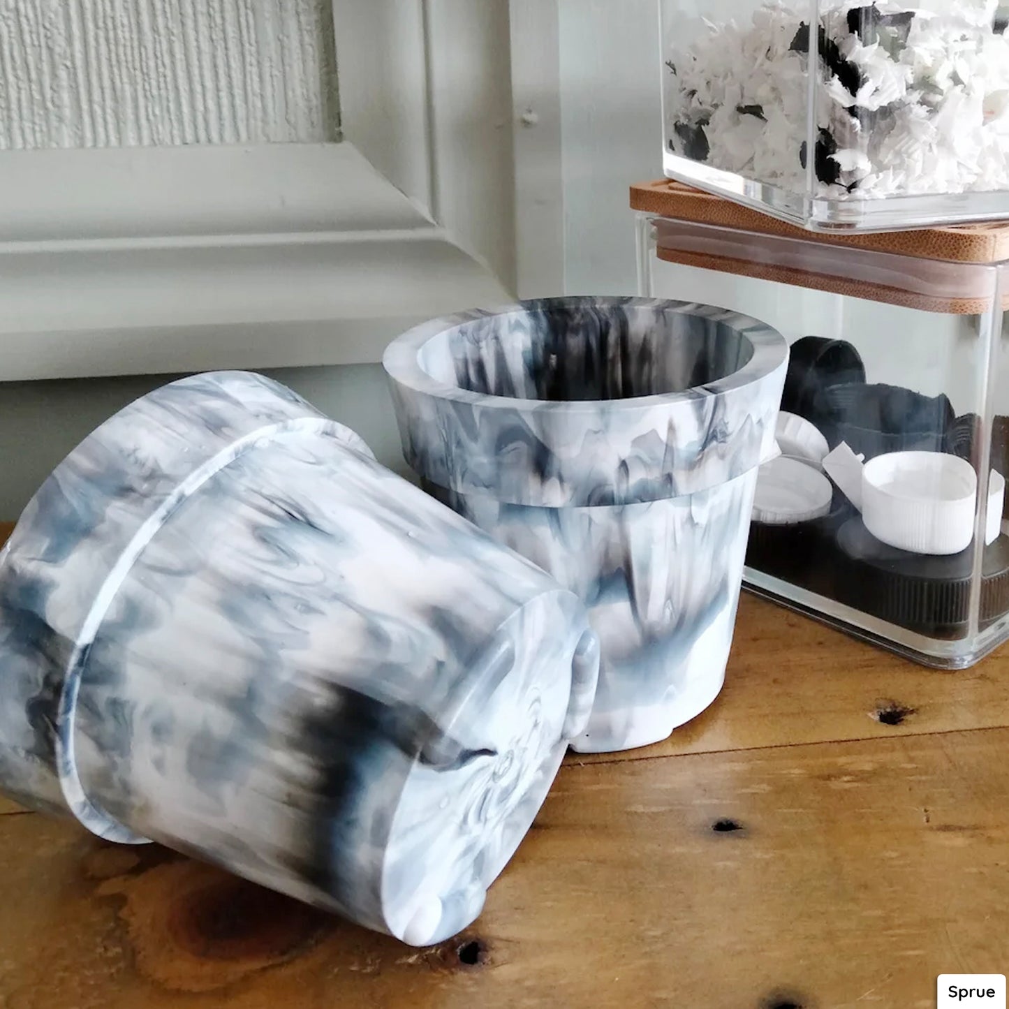 Recycled plastic pots by Sprue Plastic at RMS Recycling