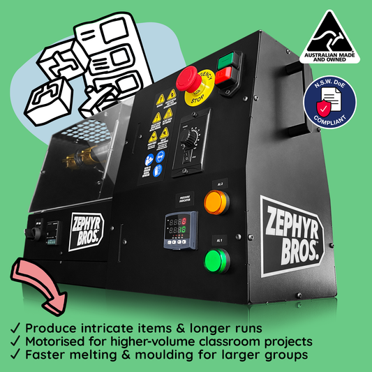Zephyr Bros classroom-ready machine with control panel and buttons