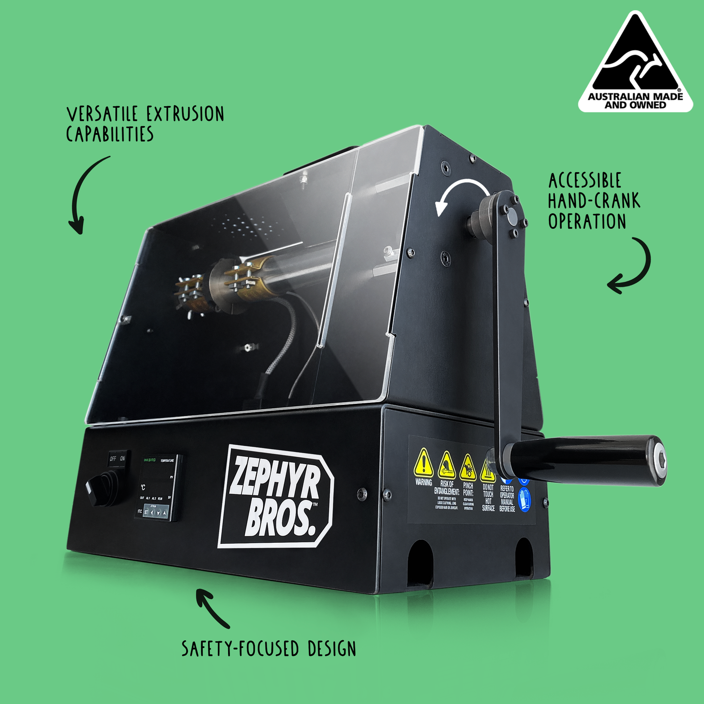 Australian made benchtop extruder - schools, community groups & businesses can recycle their own plastic products!