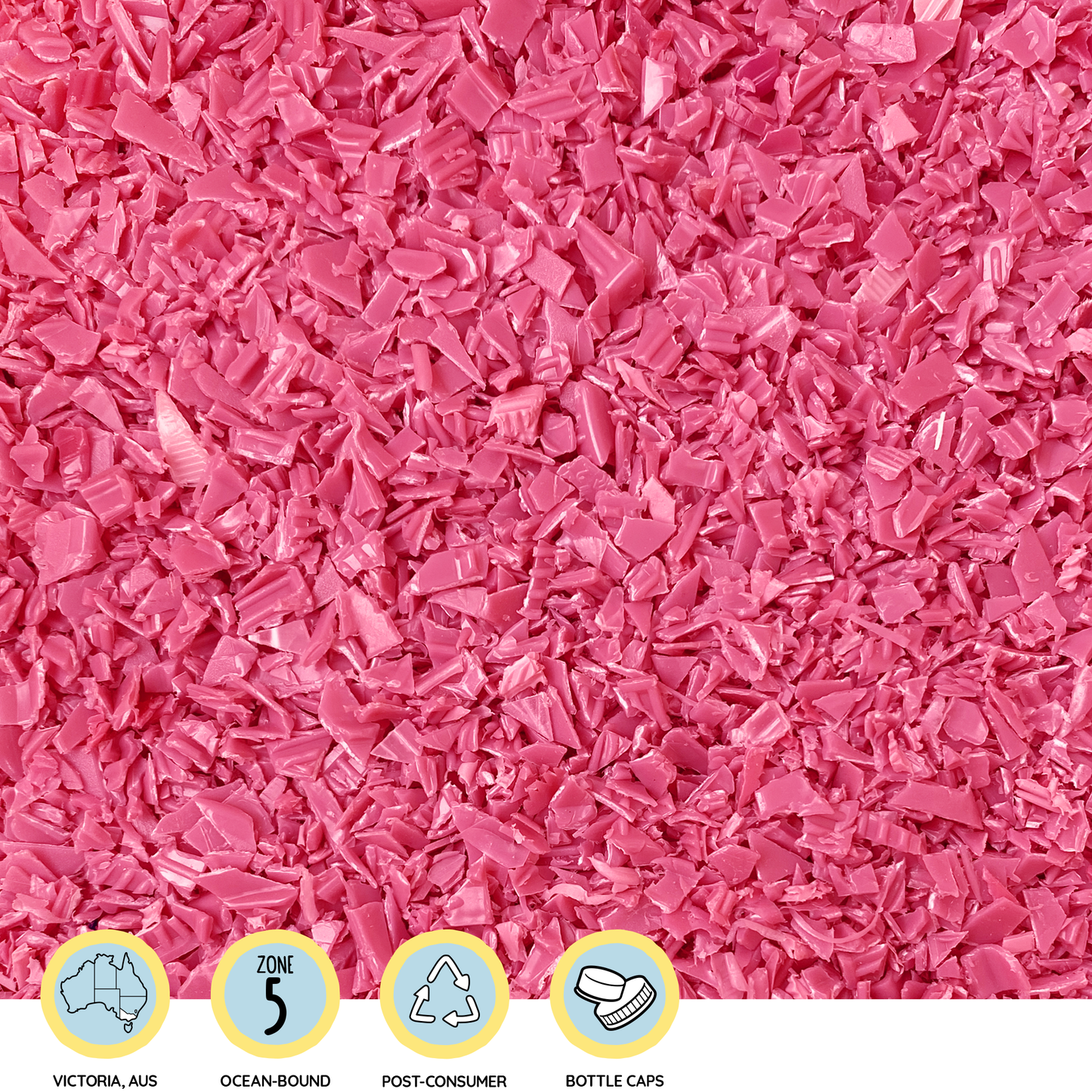 Pink recycled granulated plastic - pre-shredded | Precious Plastic Melbourne