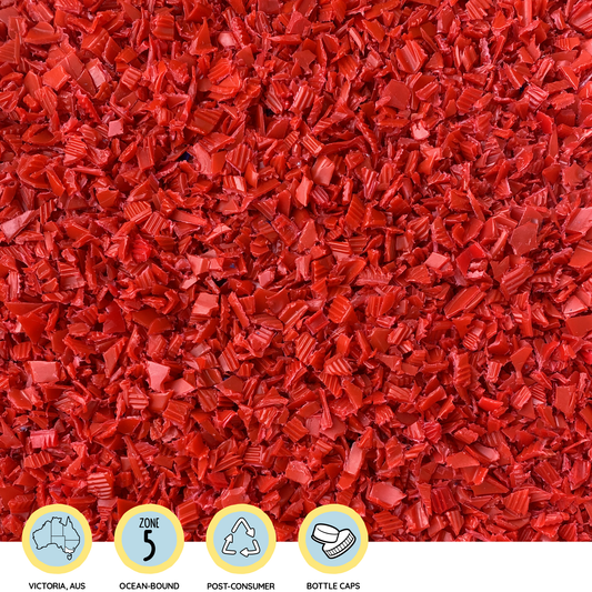 Recycled red plastic | 100% reclaimed eco-friendly | Precious Plastic Melbourne
