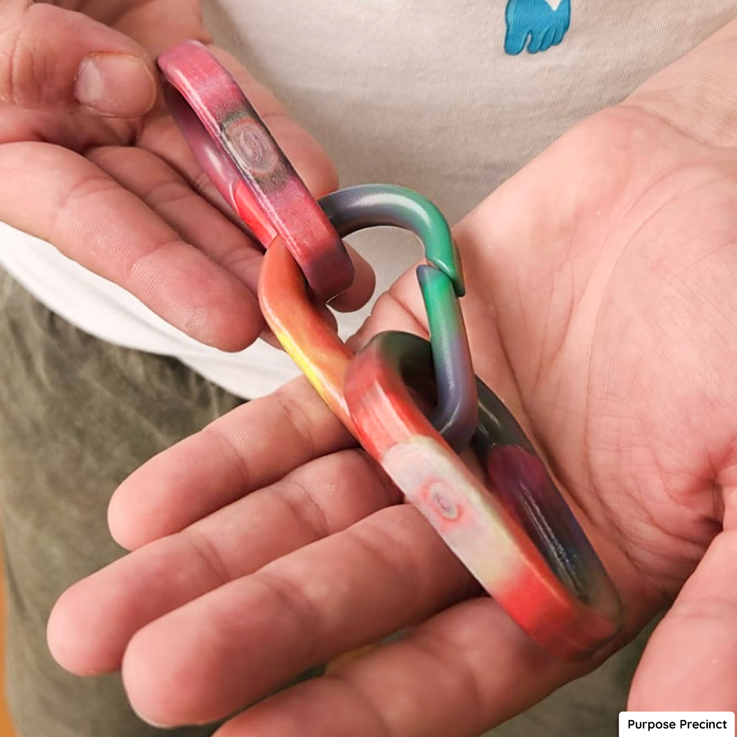 Colourful recycled plastic carabiners made from bottle tops